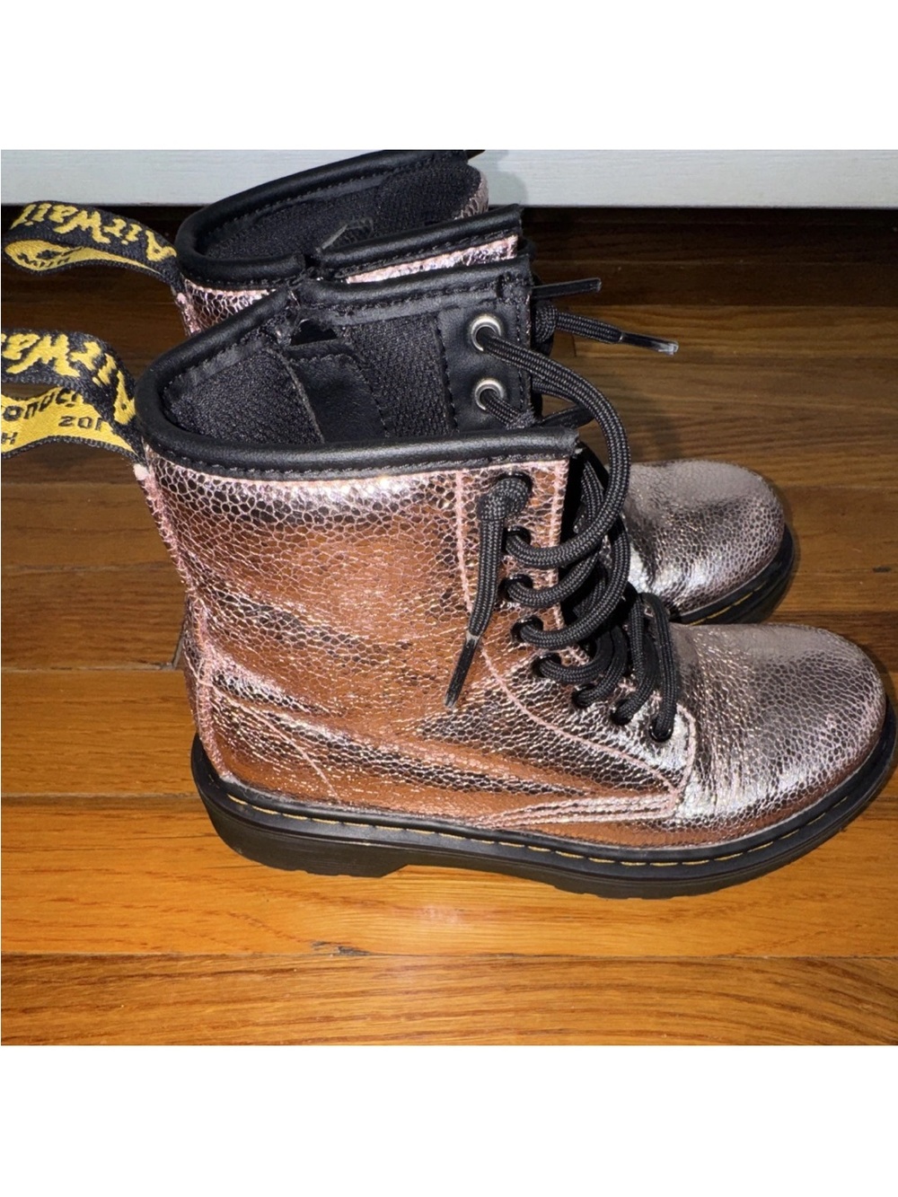 Dr. Martens Pink Disco Crinkle Textile Boot Interior View